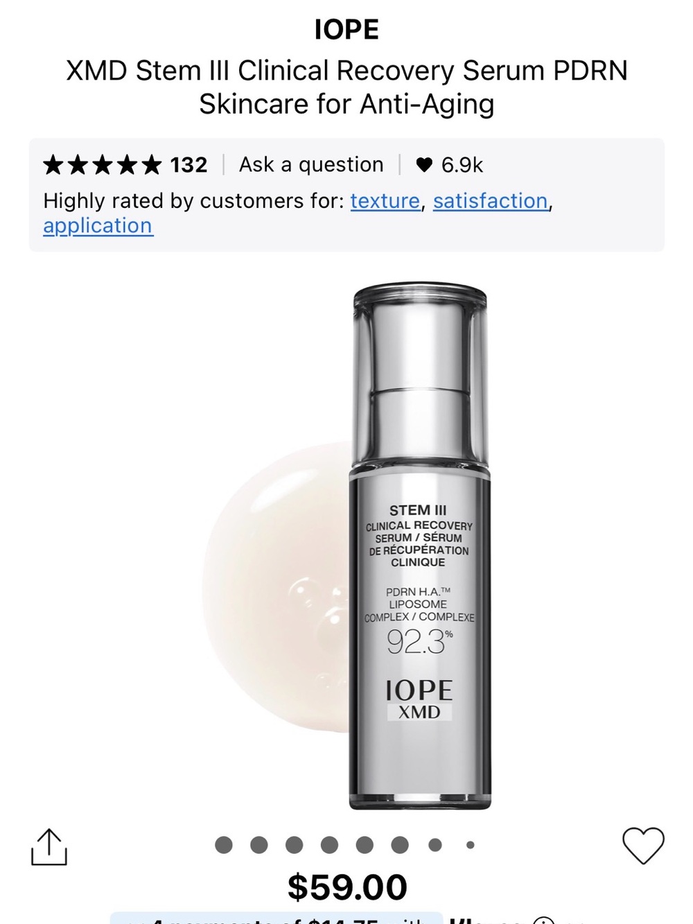 IOPE XMD Stem III Clinical Recovery Serum - Sleek Silver Bottle